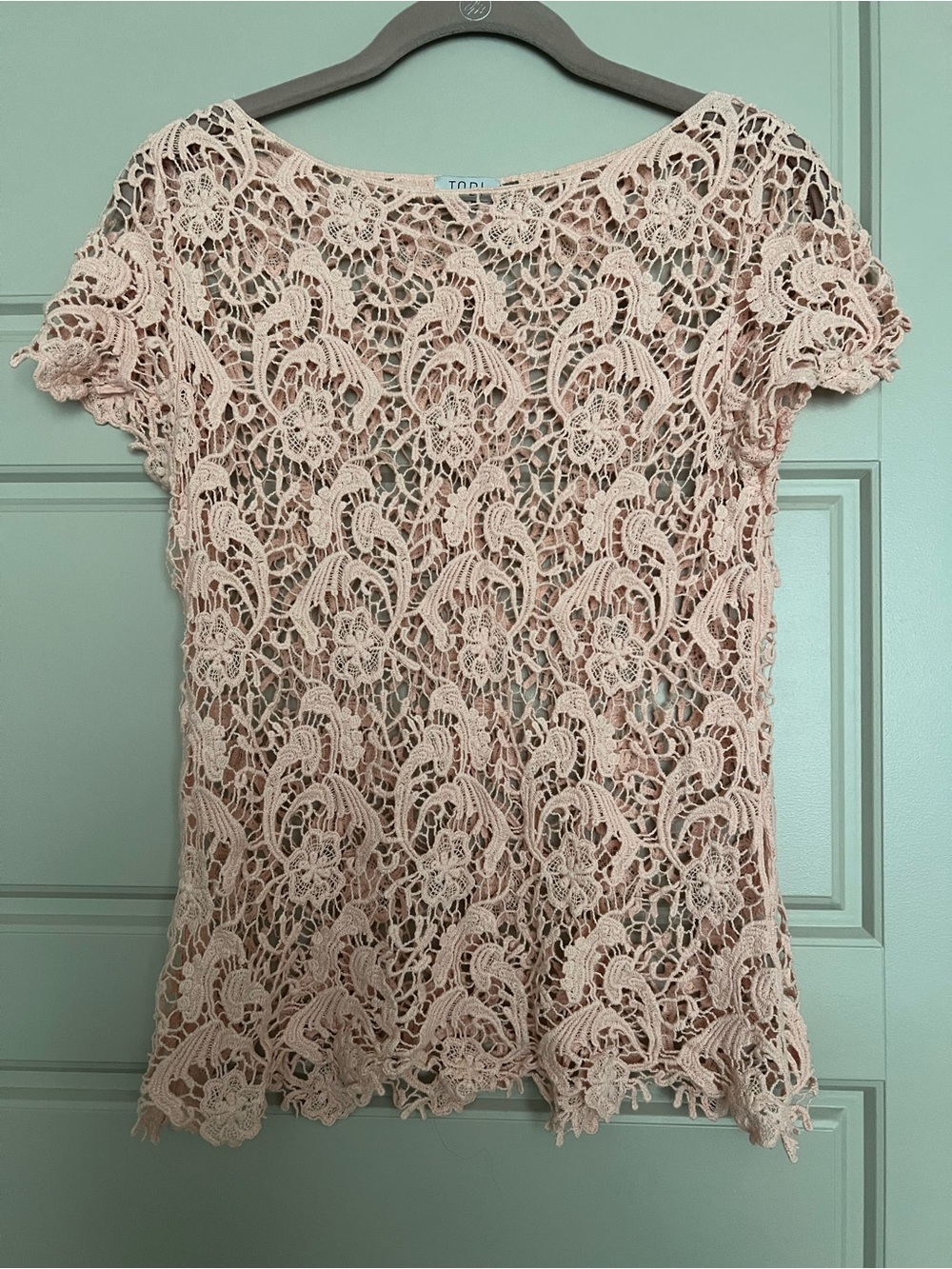 Tobi Crochet Lace Short Sleeve Top